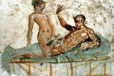Erotic mural, Pompeii, Italy. Artist: Unknown