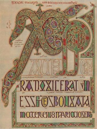 'Lindisfarne Gospels, 'Christi autem' page. British Museum', c700 AD, (1935)