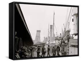 Unloading a Banana Steamer, Mobile, Ala.-null-Framed Stretched Canvas