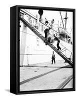 Unloading a Barrel from a Ship Down a Gangway, London, C1905-null-Framed Stretched Canvas