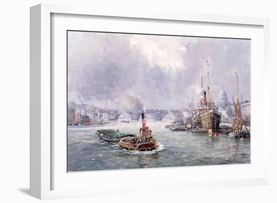 Unloading Cargo in London Bay-John Sutton-Framed Giclee Print