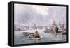 Unloading Cargo in London Bay-John Sutton-Framed Stretched Canvas