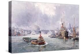 Unloading Cargo in London Bay-John Sutton-Stretched Canvas