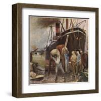 Unloading Cargo-null-Framed Art Print