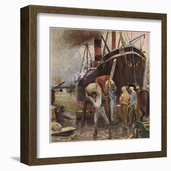 Unloading Cargo-null-Framed Art Print