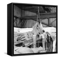 Unloading Cocoa Beans from a Barge-Heinz Zinram-Framed Stretched Canvas