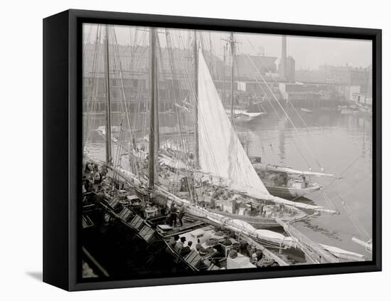 Unloading Fish Att Wharf, Boston, Mass.-null-Framed Stretched Canvas