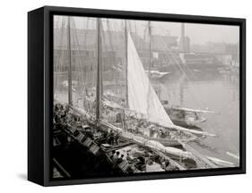 Unloading Fish Att Wharf, Boston, Mass.-null-Framed Stretched Canvas