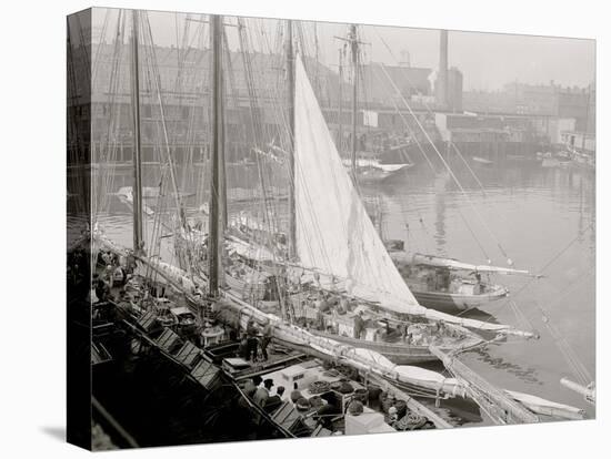 Unloading Fish Att Wharf, Boston, Mass.-null-Stretched Canvas