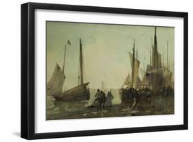 Unloading Fishing Boats on the Quay, Brittany-Hector Caffieri-Framed Giclee Print