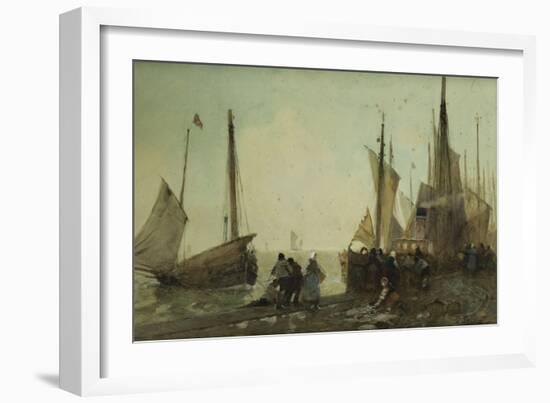 Unloading Fishing Boats on the Quay, Brittany-Hector Caffieri-Framed Giclee Print