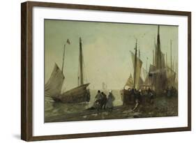 Unloading Fishing Boats on the Quay, Brittany-Hector Caffieri-Framed Giclee Print