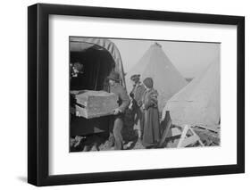 Unloading household goods of a family of flood refugees in camp at Forrest City, Arkansas, 1937-Walker Evans-Framed Photographic Print