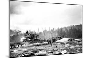 Unloading Logs-Clark Kinsey-Mounted Art Print