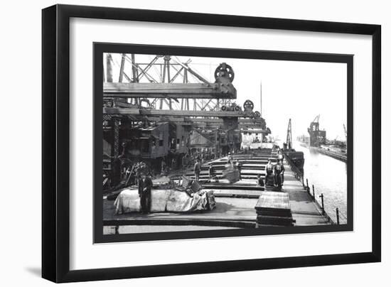 Unloading Ore, Ohio-William Henry Jackson-Framed Art Print