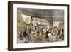 Unloading Tea-Ships in the British East India Company's Docks, London, c.1860-null-Framed Giclee Print