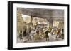 Unloading Tea-Ships in the British East India Company's Docks, London, c.1860-null-Framed Giclee Print