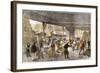 Unloading Tea-Ships in the British East India Company's Docks, London, c.1860-null-Framed Giclee Print