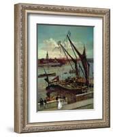 Unloading the Barge, Lindsay Jetty and Battersea Church, C.1860-Walter Greaves-Framed Giclee Print