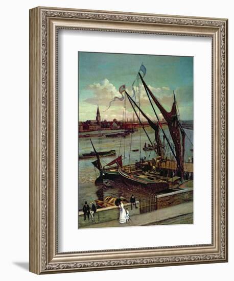 Unloading the Barge, Lindsay Jetty and Battersea Church, C.1860-Walter Greaves-Framed Giclee Print