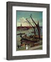 Unloading the Barge, Lindsay Jetty and Battersea Church, C.1860-Walter Greaves-Framed Giclee Print