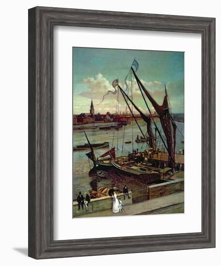 Unloading the Barge, Lindsay Jetty and Battersea Church, C.1860-Walter Greaves-Framed Giclee Print