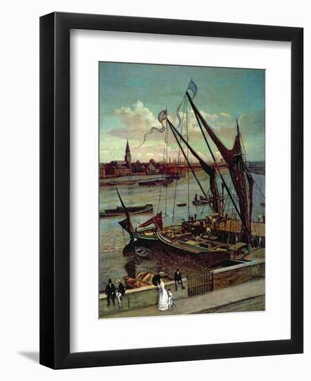 Unloading the Barge, Lindsay Jetty and Battersea Church, C.1860-Walter Greaves-Framed Giclee Print