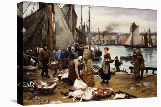 Unloading the Catch, 1881-Victor Marec-Stretched Canvas