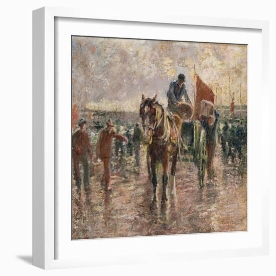 Unloading the Catch, Newlyn-Harry Fidler-Framed Giclee Print