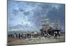 Unloading the Newfoundland Fishing Boat, 1873-Eugène Boudin-Mounted Giclee Print