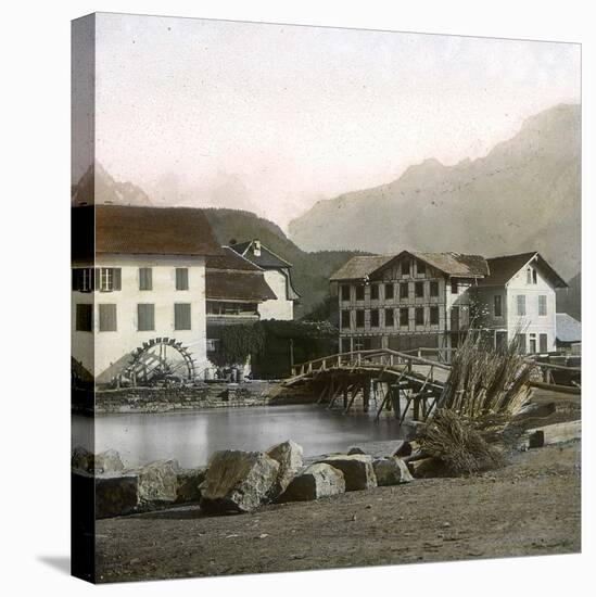 Unterseen (Switzerland), the Bridge, Circa 1865-Leon, Levy et Fils-Stretched Canvas