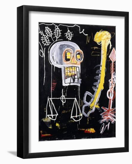 Untitled (Black Skull)-Jean-Michel Basquiat-Framed Premium Giclee Print