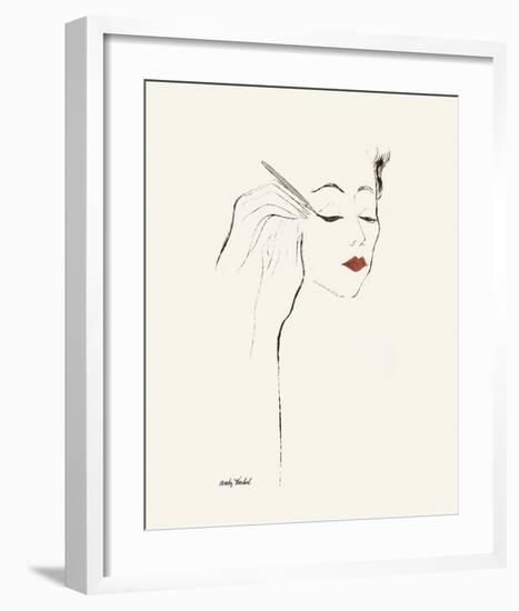 Untitled (Female Head and Hands Applying Eyeliner), c. 1955-Andy Warhol-Framed Art Print