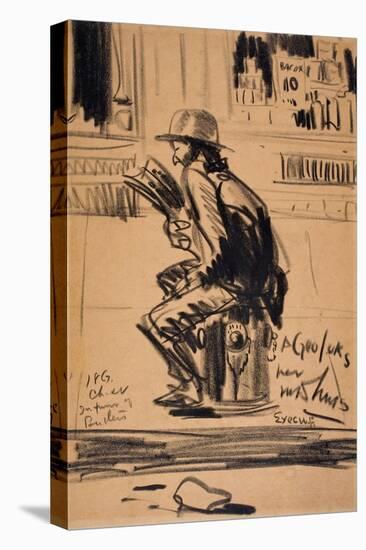 Untitled - Man Seated on a Fire Hydrant-George Luks-Stretched Canvas