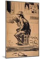 Untitled - Man Seated on a Fire Hydrant-George Luks-Mounted Giclee Print