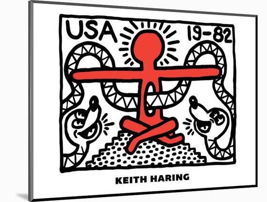 Untitled Pop Art-Keith Haring-Mounted Premium Giclee Print