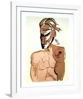 Untitled - Portrait of Man With Monkey-Vick Vibha-Framed Collectable Print