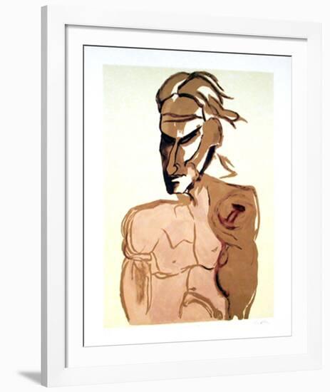 Untitled - Portrait of Man With Monkey-Vick Vibha-Framed Collectable Print