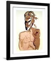 Untitled - Portrait of Man With Monkey-Vick Vibha-Framed Collectable Print