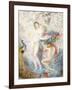 Untitled (Two Female Nudes under a Tree, with a Peacock), (W/C on Cream Wove Paper)-Armand Point-Framed Giclee Print