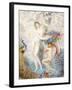 Untitled (Two Female Nudes under a Tree, with a Peacock), (W/C on Cream Wove Paper)-Armand Point-Framed Giclee Print