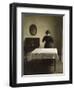 Untitled (Woman with Her Back Turned in a Dark Domestic Interior)-Vilhelm Hammershoi-Framed Giclee Print