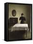 Untitled (Woman with Her Back Turned in a Dark Domestic Interior)-Vilhelm Hammershoi-Framed Stretched Canvas
