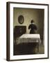 Untitled (Woman with Her Back Turned in a Dark Domestic Interior)-Vilhelm Hammershoi-Framed Giclee Print