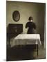 Untitled (Woman with Her Back Turned in a Dark Domestic Interior)-Vilhelm Hammershoi-Mounted Giclee Print