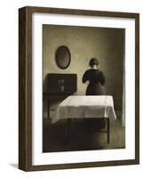 Untitled (Woman with Her Back Turned in a Dark Domestic Interior)-Vilhelm Hammershoi-Framed Giclee Print