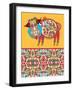 Unusual Ukrainian Traditional Tribal Art in Karakoko Style, Folk Ethnic Animal - Wild Boar with Sea-karakotsya-Framed Art Print