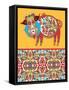 Unusual Ukrainian Traditional Tribal Art in Karakoko Style, Folk Ethnic Animal - Wild Boar with Sea-karakotsya-Framed Stretched Canvas