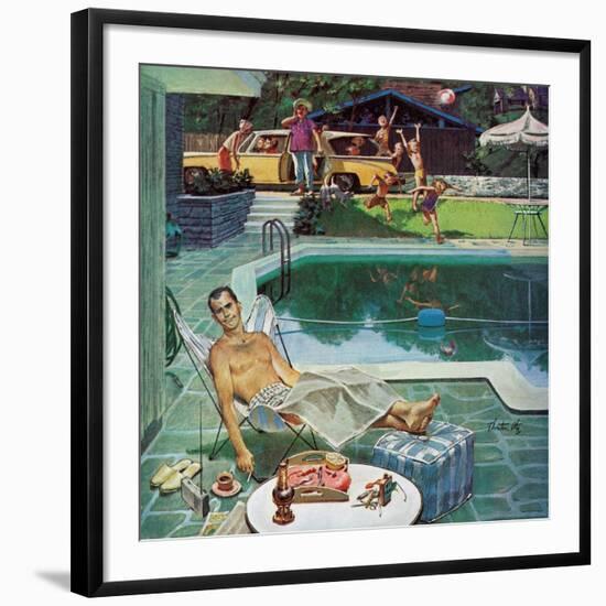 "Unwelcome Pool Guests," July 22, 1961-Thornton Utz-Framed Giclee Print