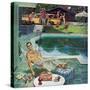 "Unwelcome Pool Guests," July 22, 1961-Thornton Utz-Stretched Canvas